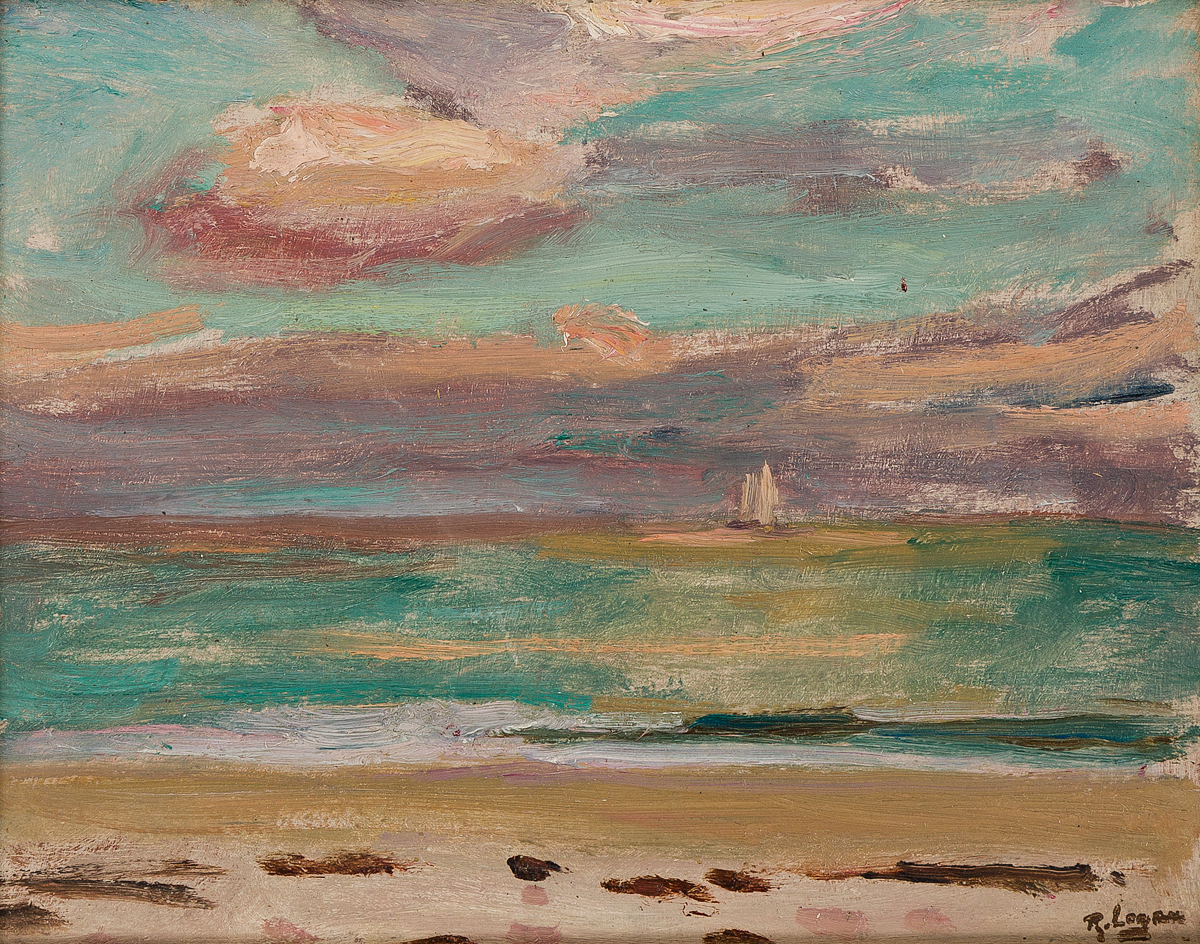 ROBERT HENRY LOGAN Seascape with a Sailboat on the Horizon
